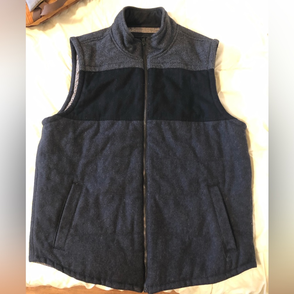 Prana Wool Tweed Zip Up Vest Mens L Insulated